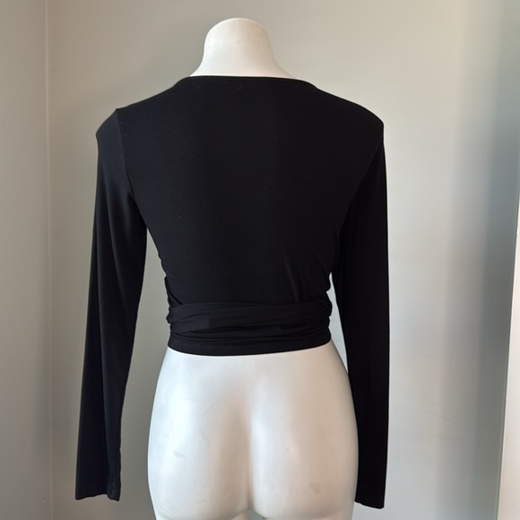 Cotton Blend Black Ballet Wrap Top large - Picture 4 of 4